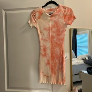Tie-Dye Orange and Cream Dress
